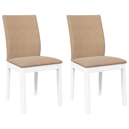 Sedie da Pranzo con Cuscini 2 pz Bianco Legno Massello di Hevea
