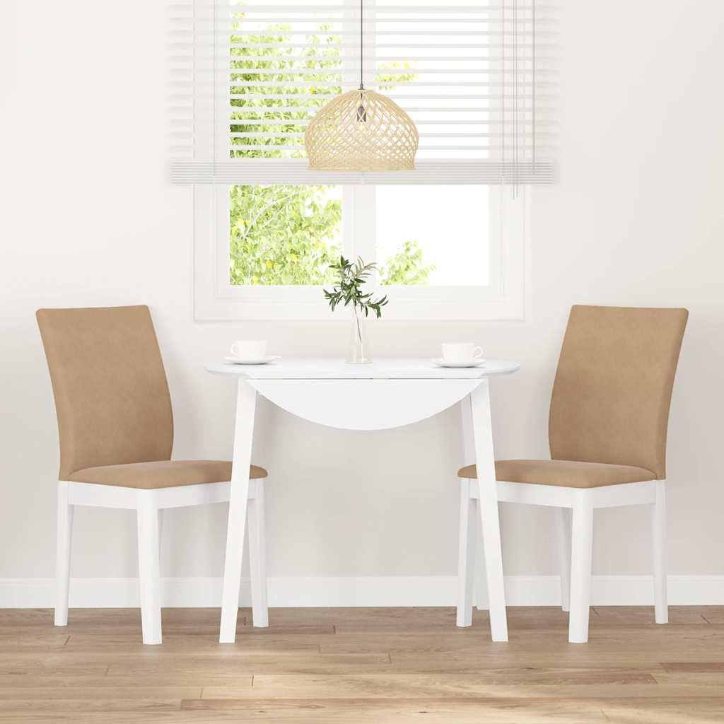 Sedie da Pranzo con Cuscini 2 pz Bianco Legno Massello di Hevea