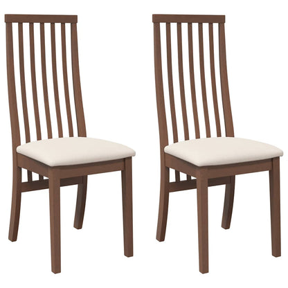 Sedie da Pranzo con Cuscini 2pz Marrone Legno Massello di Hevea