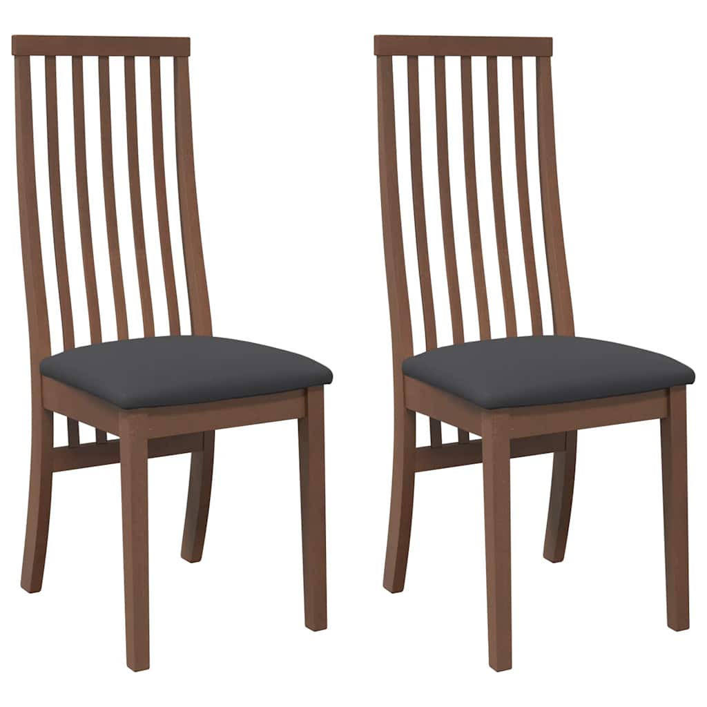 Sedie da Pranzo con Cuscini 2pz Marrone Legno Massello di Hevea