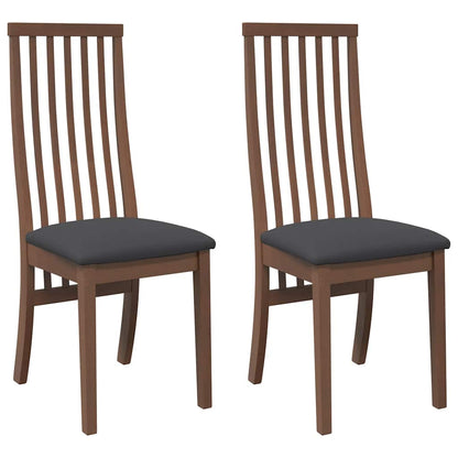 Sedie da Pranzo con Cuscini 2pz Marrone Legno Massello di Hevea