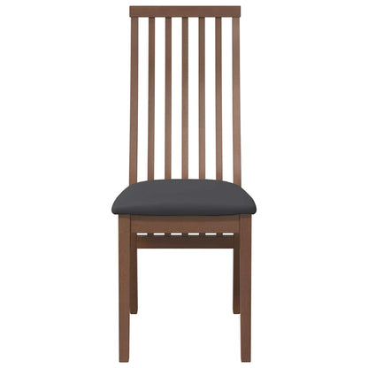Sedie da Pranzo con Cuscini 2pz Marrone Legno Massello di Hevea