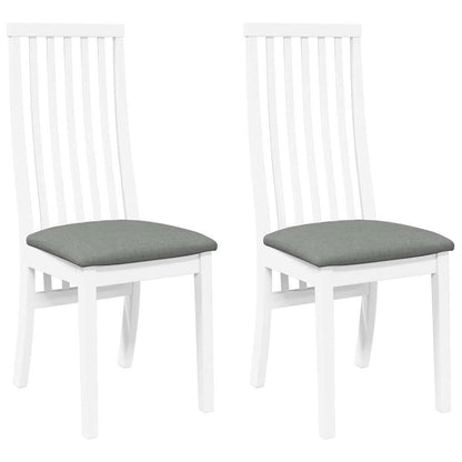 Sedie da Pranzo con Cuscini 2 pz Bianco Legno Massello di Hevea
