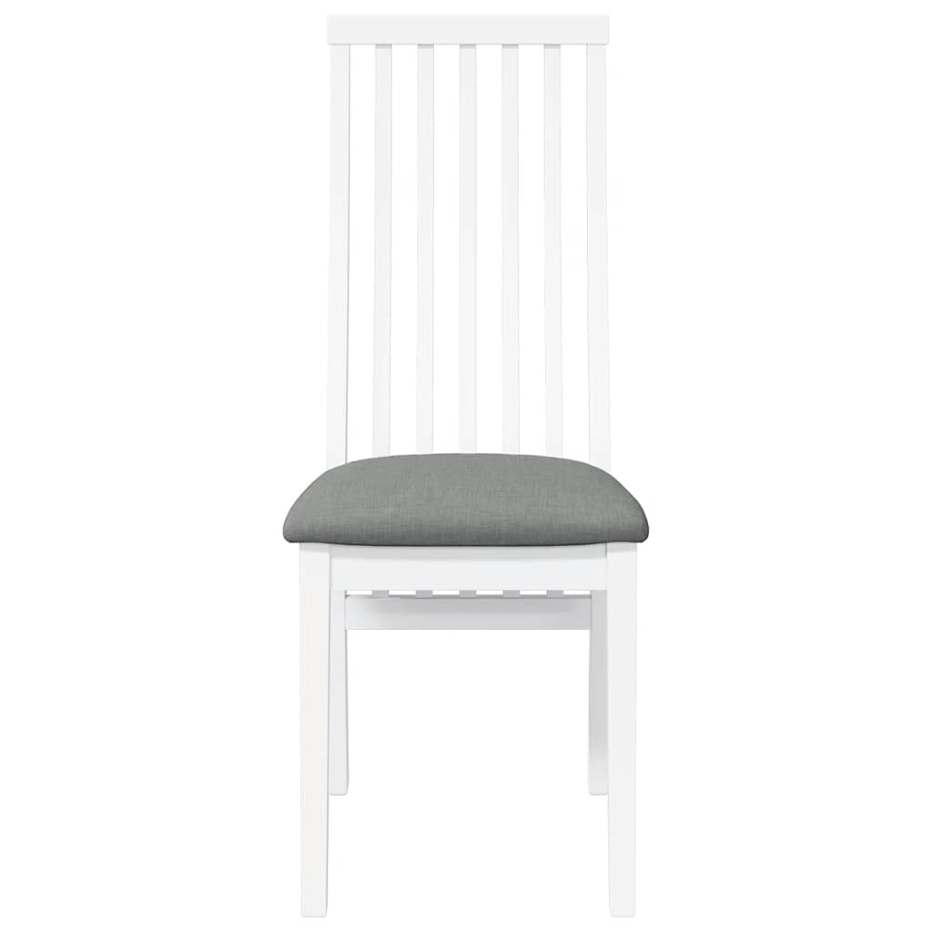 Sedie da Pranzo con Cuscini 2 pz Bianco Legno Massello di Hevea