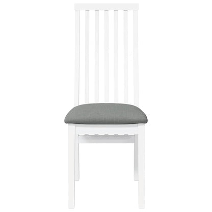 Sedie da Pranzo con Cuscini 2 pz Bianco Legno Massello di Hevea
