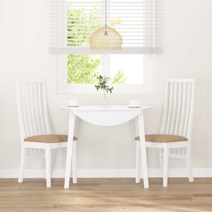 Sedie da Pranzo con Cuscini 2 pz Bianco Legno Massello di Hevea
