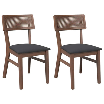 Sedie da Pranzo con Cuscini 2pz Marrone Legno Massello di Hevea