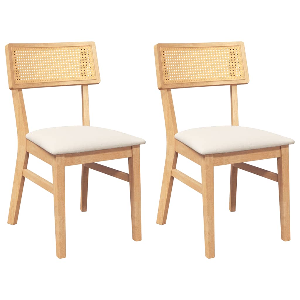 Sedie da Pranzo con Cuscini 2 pz in Legno Massello di Hevea