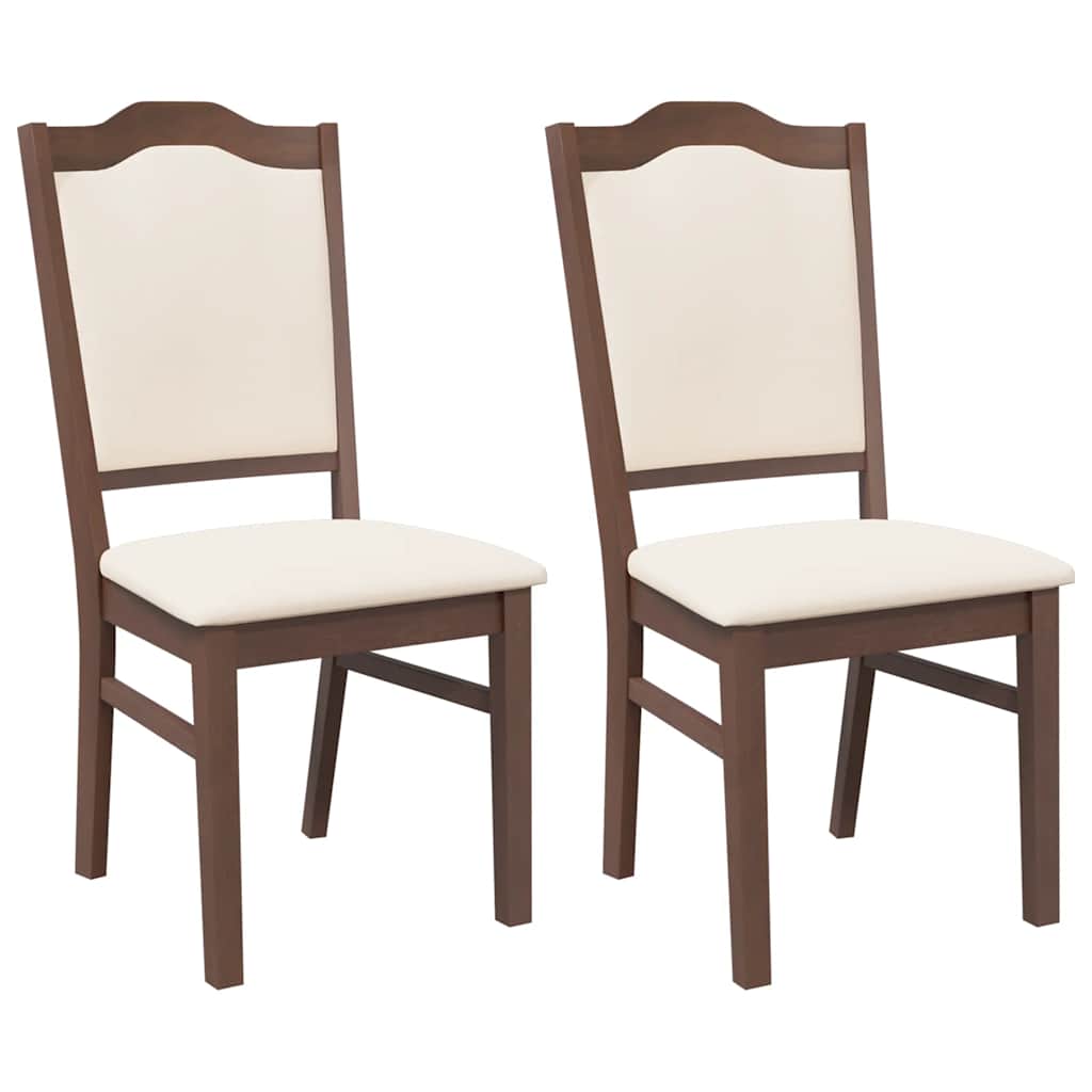 Sedie da Pranzo con Cuscini 2pz Marrone Legno Massello di Hevea