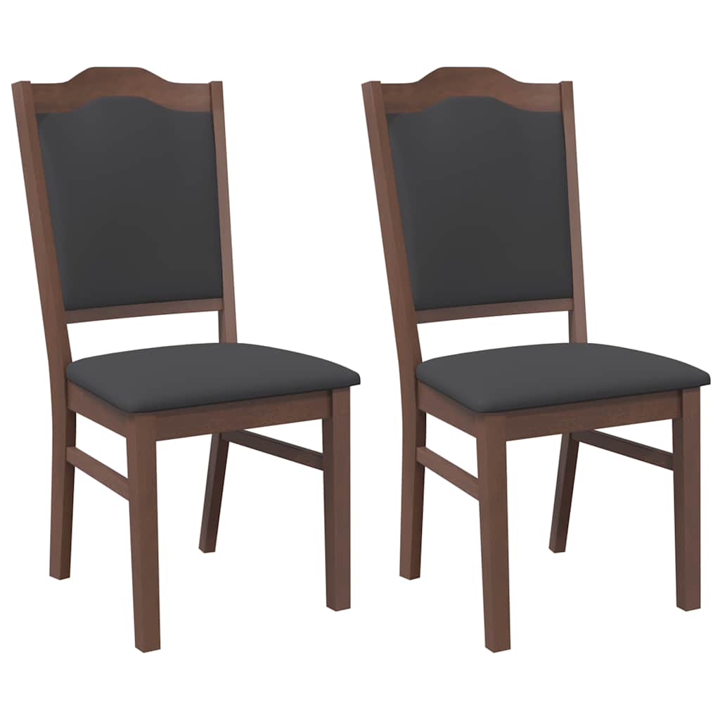 Sedie da Pranzo con Cuscini 2pz Marrone Legno Massello di Hevea