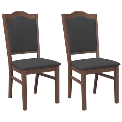 Sedie da Pranzo con Cuscini 2pz Marrone Legno Massello di Hevea