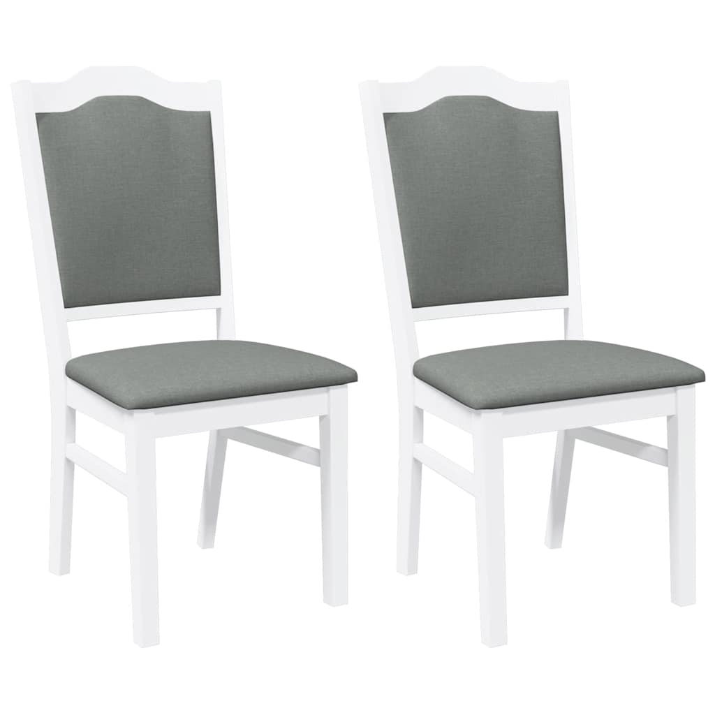 Sedie da Pranzo con Cuscini 2 pz Bianco Legno Massello di Hevea