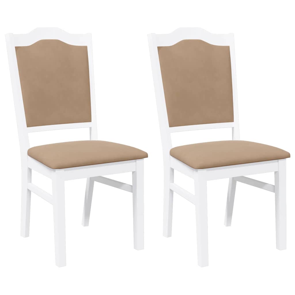 Sedie da Pranzo con Cuscini 2 pz Bianco Legno Massello di Hevea