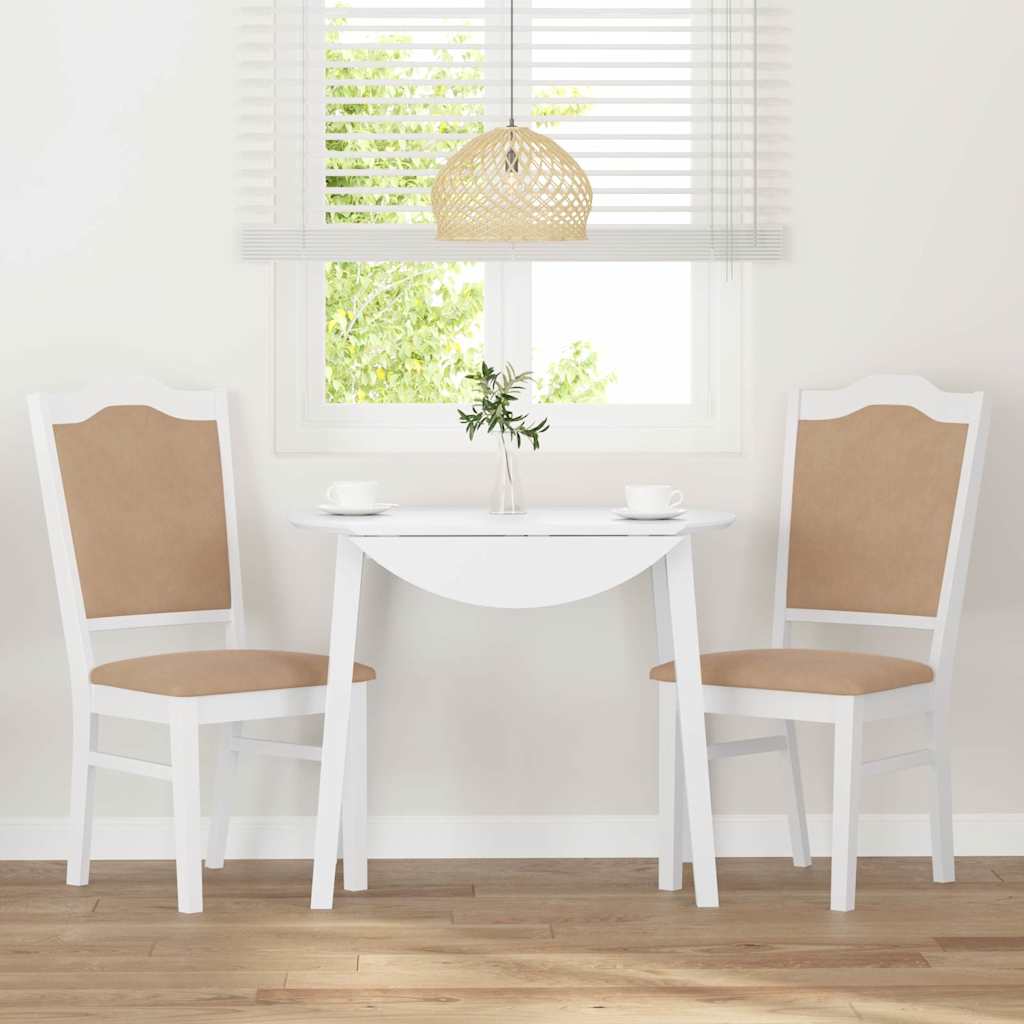 Sedie da Pranzo con Cuscini 2 pz Bianco Legno Massello di Hevea