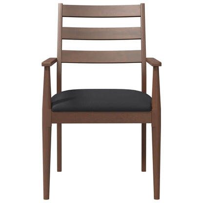 Sedie da Pranzo con Cuscini 2pz Marrone Legno Massello di Hevea