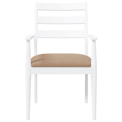 Sedie da Pranzo con Cuscini 2 pz Bianco Legno Massello di Hevea