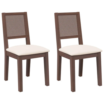 Sedie da Pranzo con Cuscini 2pz Marrone Legno Massello di Hevea