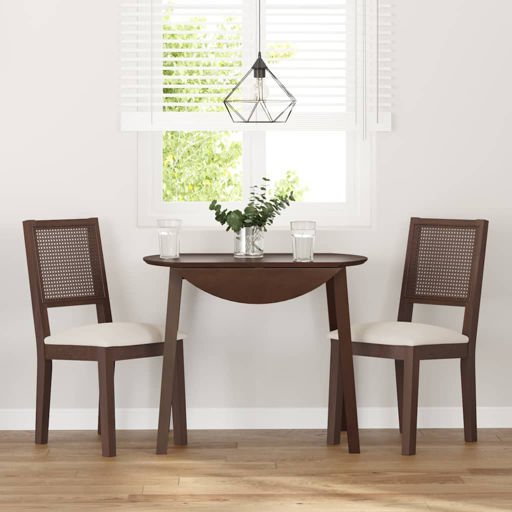 Sedie da Pranzo con Cuscini 2pz Marrone Legno Massello di Hevea