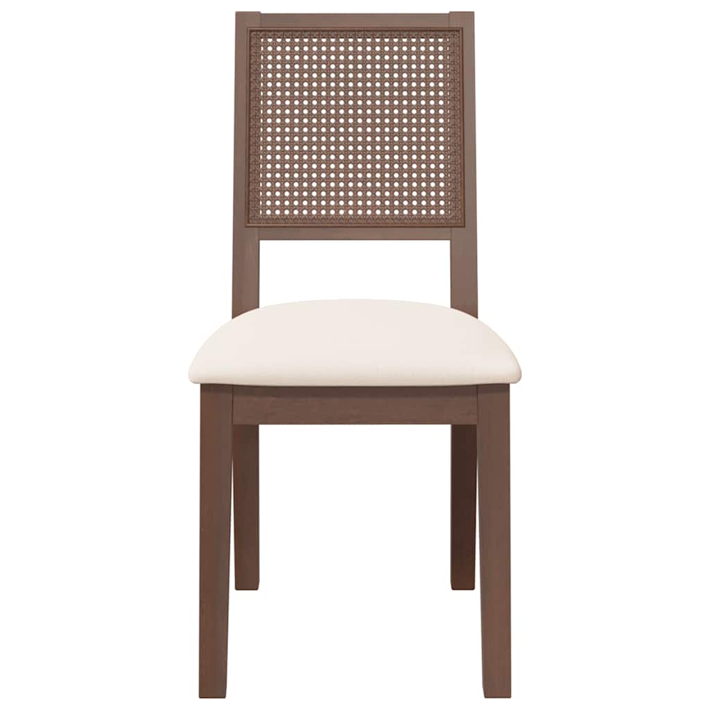 Sedie da Pranzo con Cuscini 2pz Marrone Legno Massello di Hevea