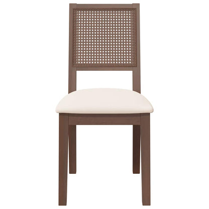 Sedie da Pranzo con Cuscini 2pz Marrone Legno Massello di Hevea