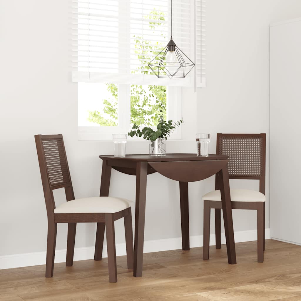 Sedie da Pranzo con Cuscini 2pz Marrone Legno Massello di Hevea