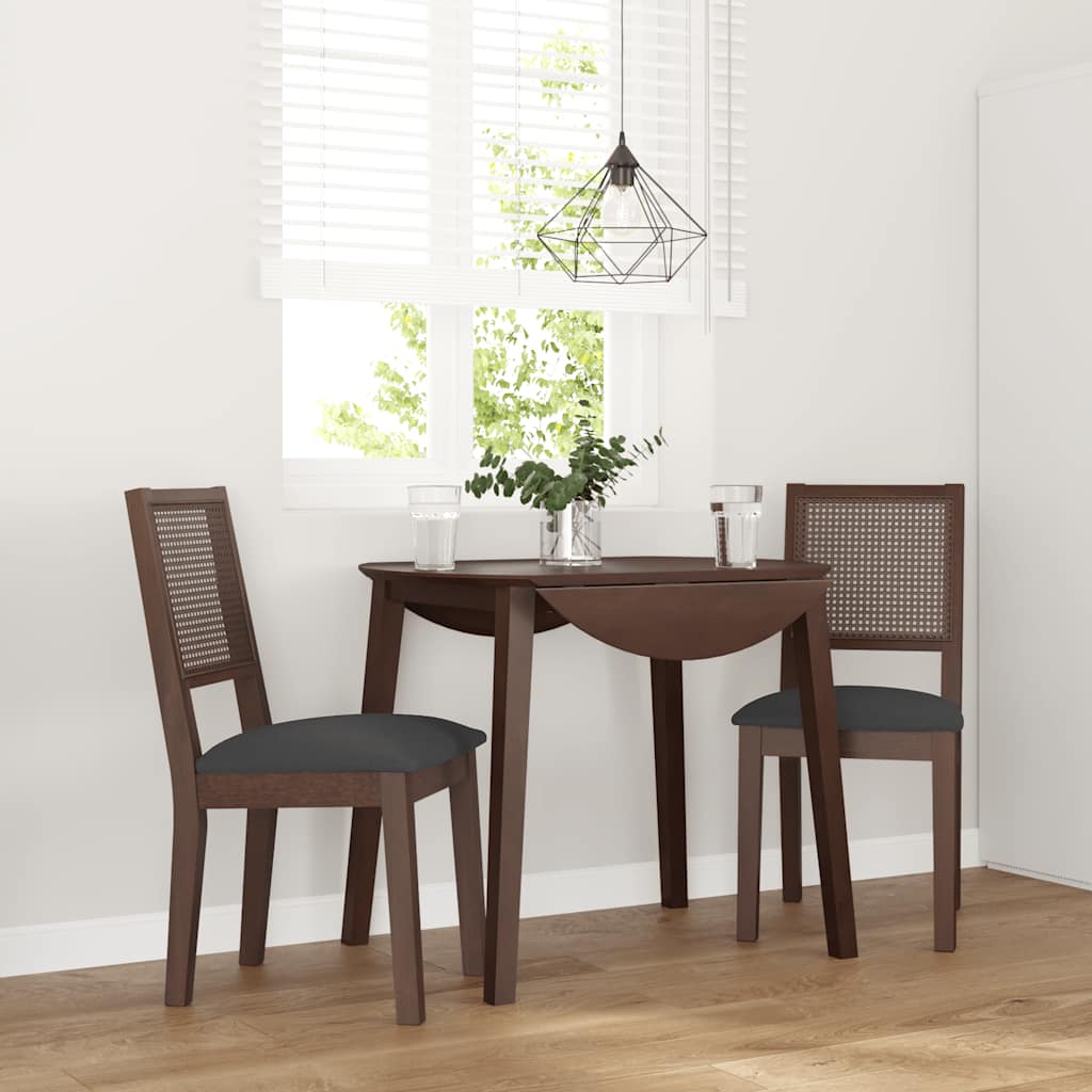 Sedie da Pranzo con Cuscini 2pz Marrone Legno Massello di Hevea