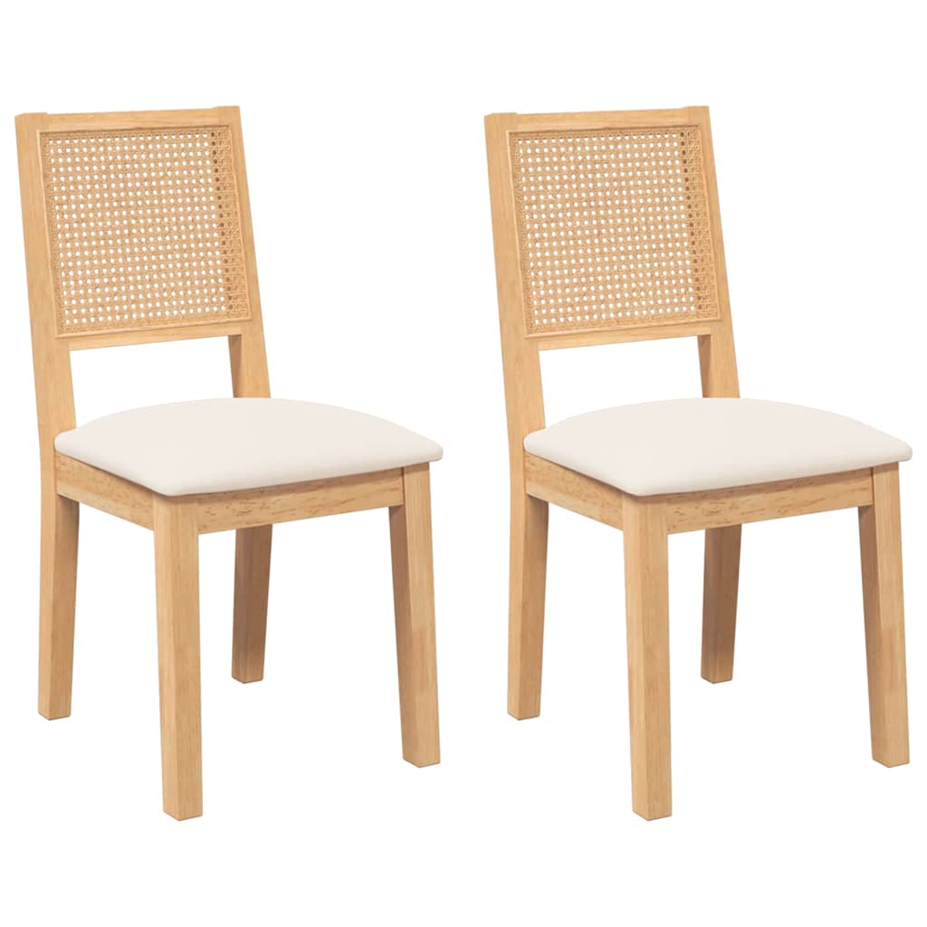Sedie da Pranzo con Cuscini 2 pz in Legno Massello di Hevea