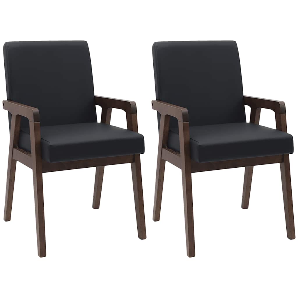 Sedie da Pranzo con Cuscini 2pz Marrone Legno Massello di Hevea