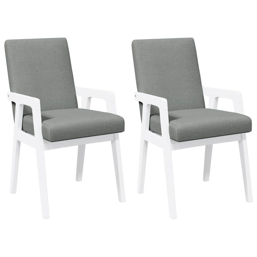 Sedie da Pranzo con Cuscini 2 pz Bianco Legno Massello di Hevea