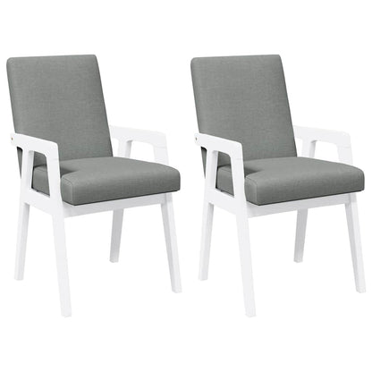 Sedie da Pranzo con Cuscini 2 pz Bianco Legno Massello di Hevea