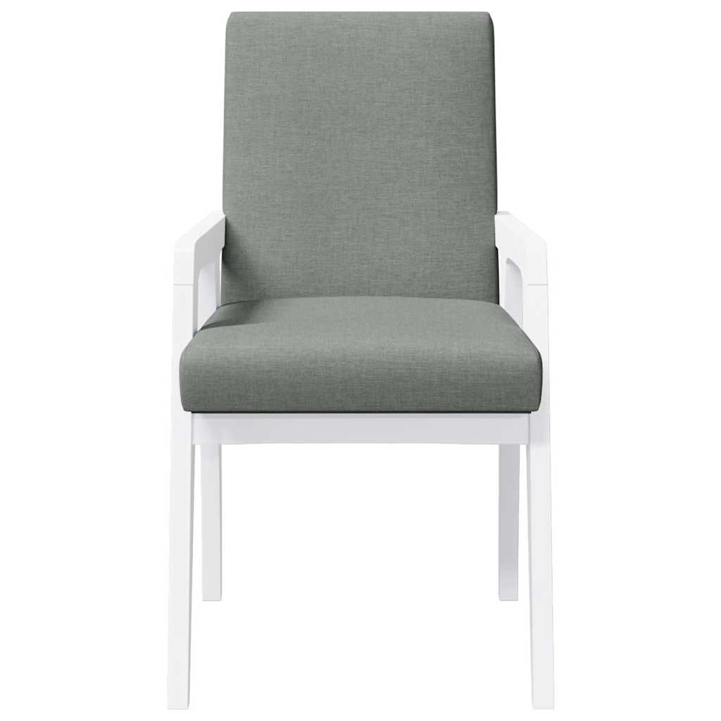 Sedie da Pranzo con Cuscini 2 pz Bianco Legno Massello di Hevea