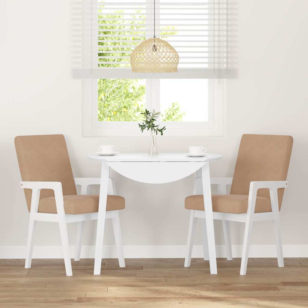 Sedie da Pranzo con Cuscini 2 pz Bianco Legno Massello di Hevea