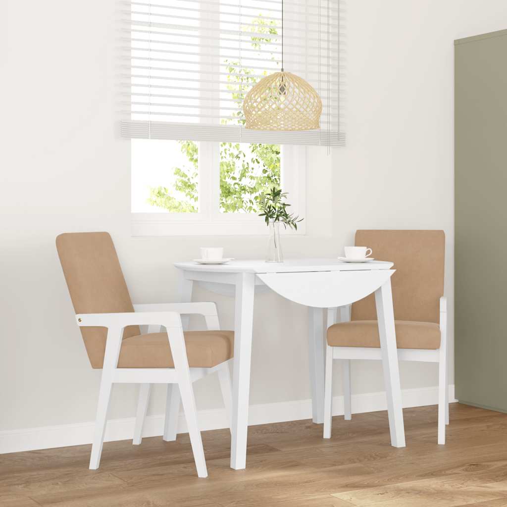 Sedie da Pranzo con Cuscini 2 pz Bianco Legno Massello di Hevea