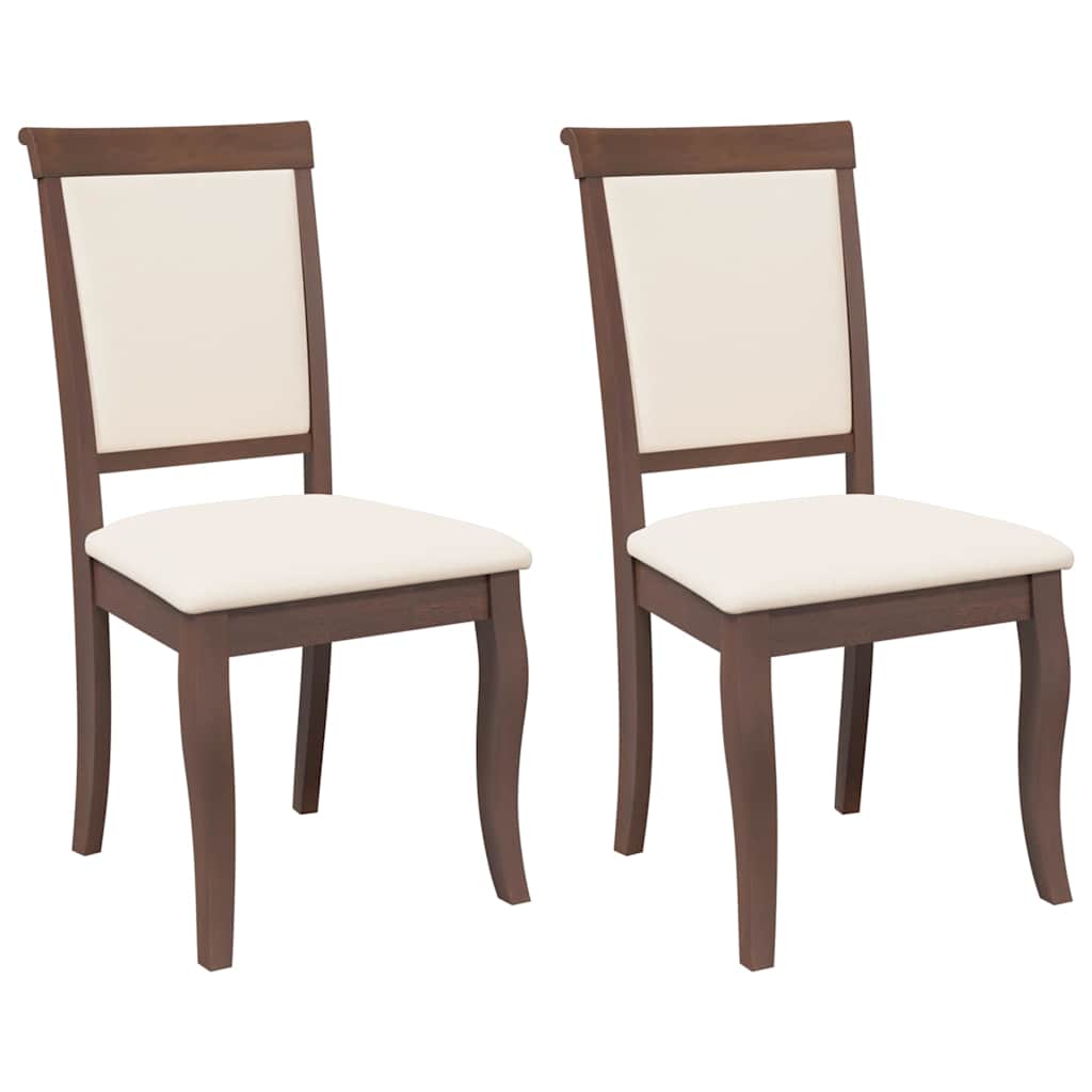 Sedie da Pranzo con Cuscini 2pz Marrone Legno Massello di Hevea