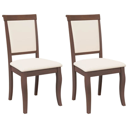 Sedie da Pranzo con Cuscini 2pz Marrone Legno Massello di Hevea