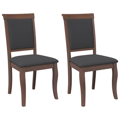 Sedie da Pranzo con Cuscini 2pz Marrone Legno Massello di Hevea