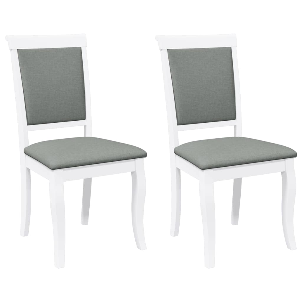 Sedie da Pranzo con Cuscini 2 pz Bianco Legno Massello di Hevea