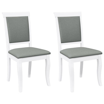 Sedie da Pranzo con Cuscini 2 pz Bianco Legno Massello di Hevea