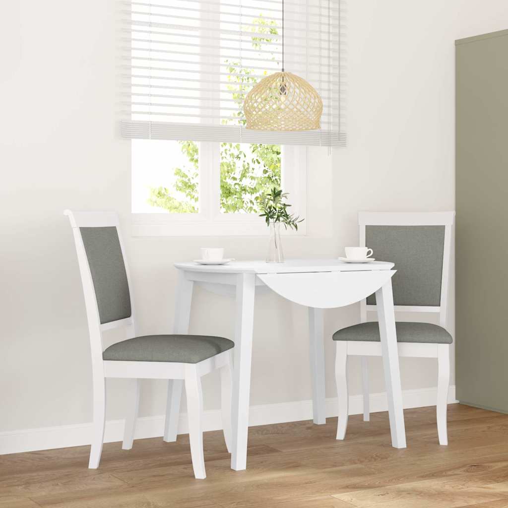 Sedie da Pranzo con Cuscini 2 pz Bianco Legno Massello di Hevea