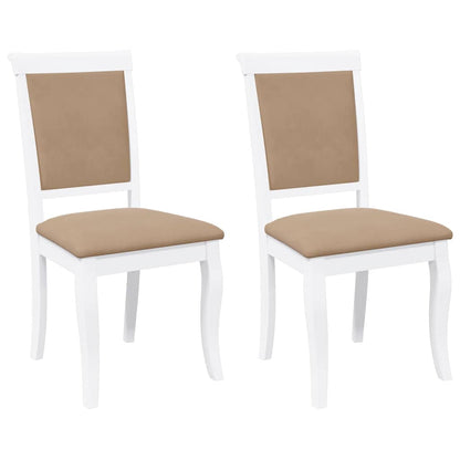 Sedie da Pranzo con Cuscini 2 pz Bianco Legno Massello di Hevea