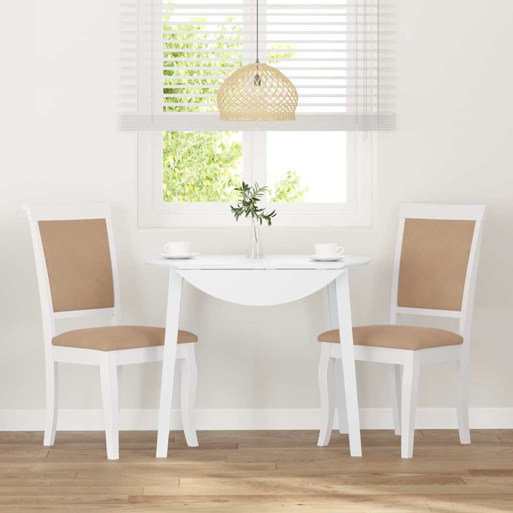 Sedie da Pranzo con Cuscini 2 pz Bianco Legno Massello di Hevea