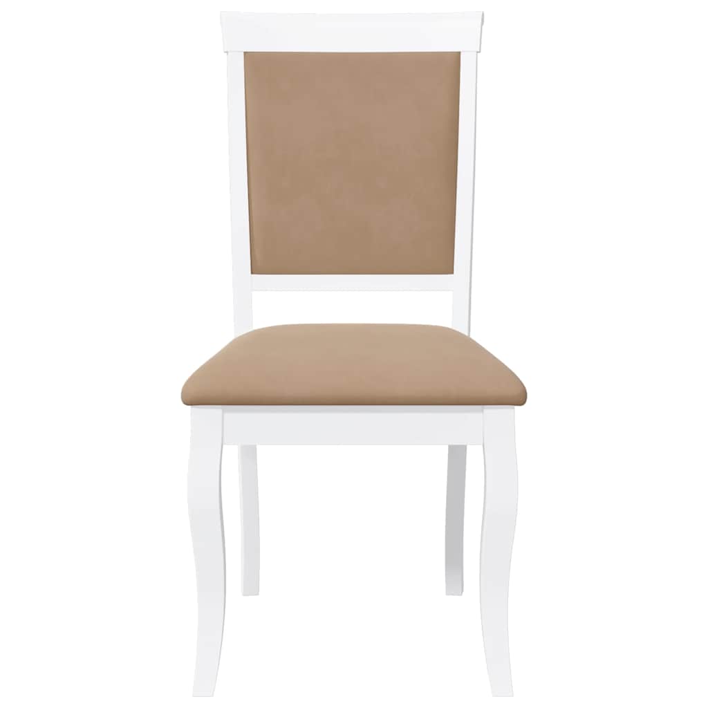 Sedie da Pranzo con Cuscini 2 pz Bianco Legno Massello di Hevea