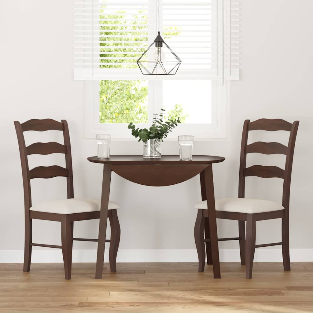Sedie da Pranzo con Cuscini 2pz Marrone Legno Massello di Hevea