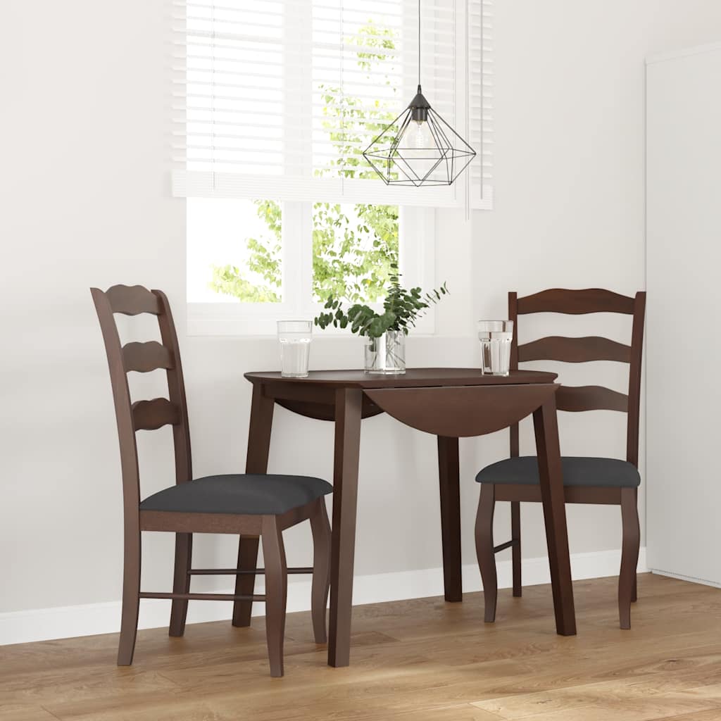 Sedie da Pranzo con Cuscini 2pz Marrone Legno Massello di Hevea