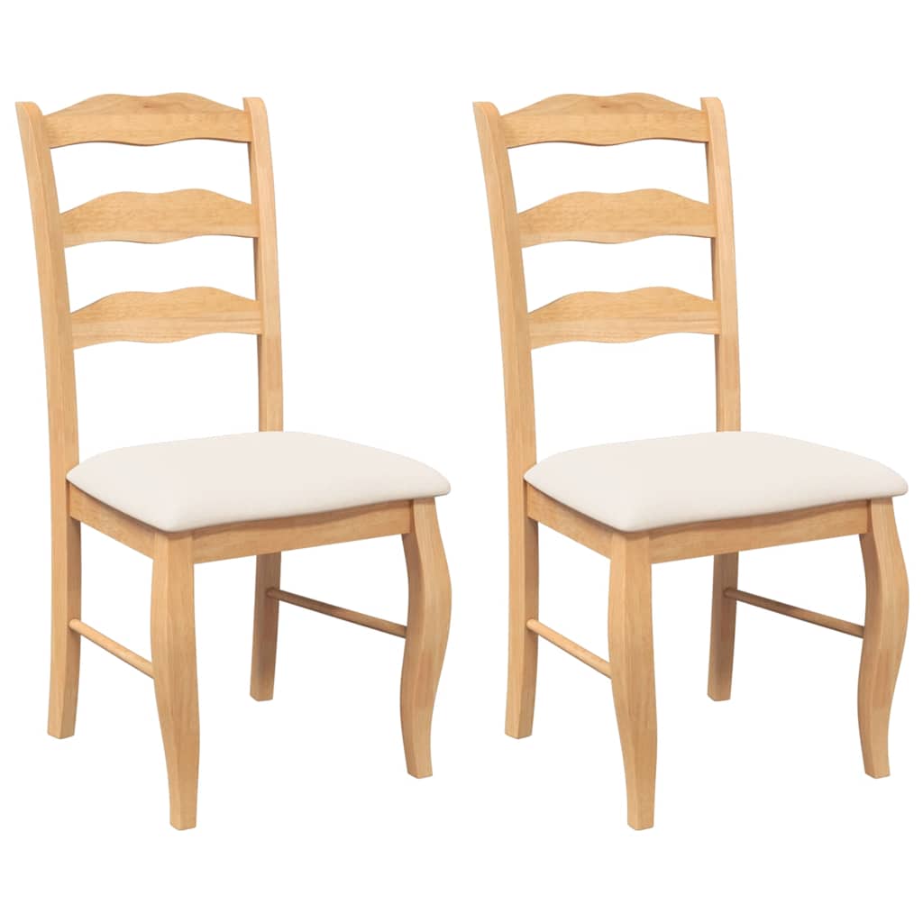 Sedie da Pranzo con Cuscini 2 pz Naturale Legno Massello Hevea