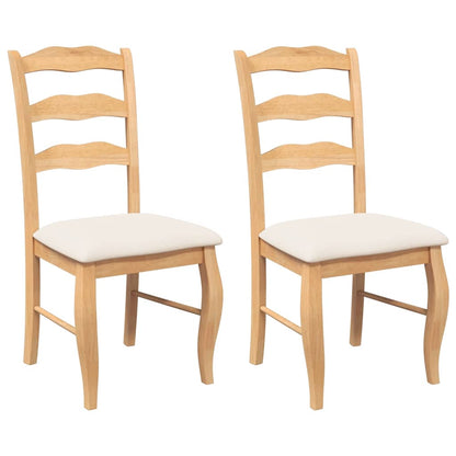 Sedie da Pranzo con Cuscini 2 pz Naturale Legno Massello Hevea
