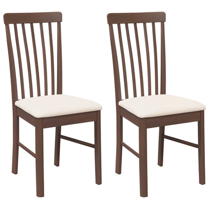 Sedie da Pranzo con Cuscini 2pz Marrone Legno Massello di Hevea