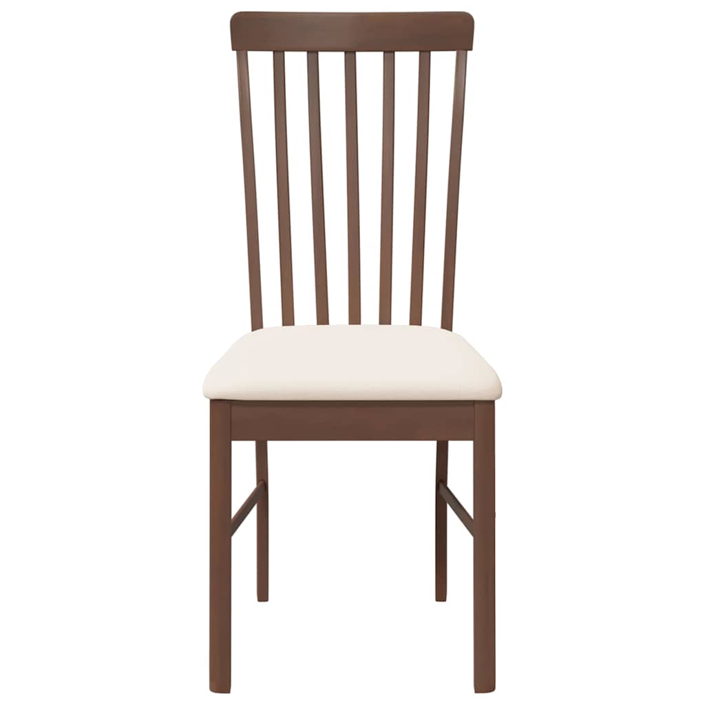 Sedie da Pranzo con Cuscini 2pz Marrone Legno Massello di Hevea