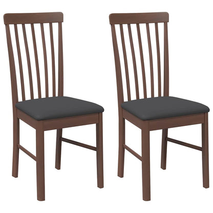 Sedie da Pranzo con Cuscini 2pz Marrone Legno Massello di Hevea
