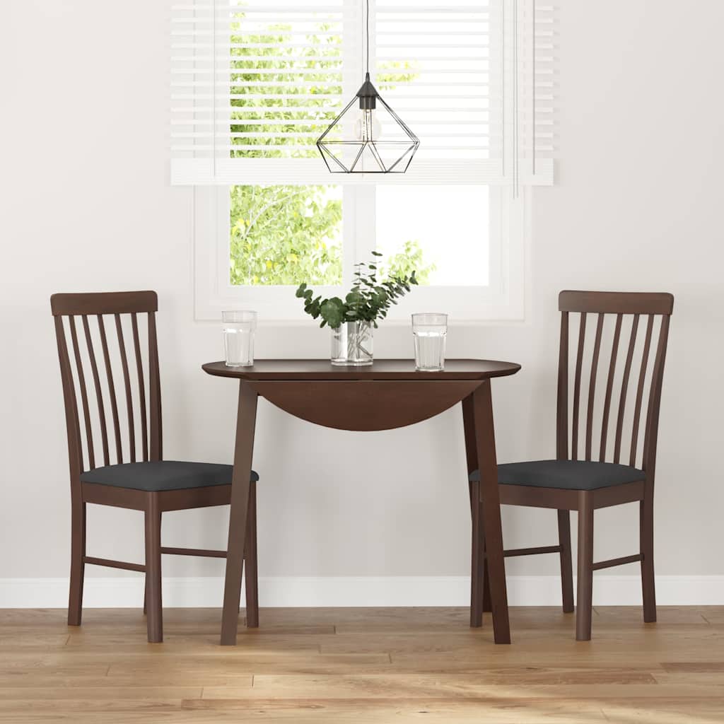 Sedie da Pranzo con Cuscini 2pz Marrone Legno Massello di Hevea